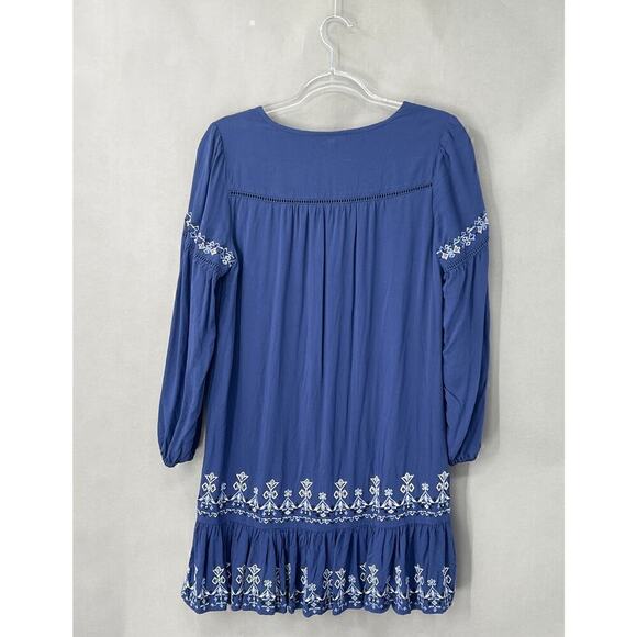 Westport Embroidered Mini Dress Womens Medium Boho Peasant Chic Western Indie - Picture 3 of 6